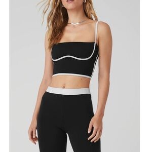 NWT Alo Yoga Airbrush Stream Lined Bra Tank - Black & White - Size M